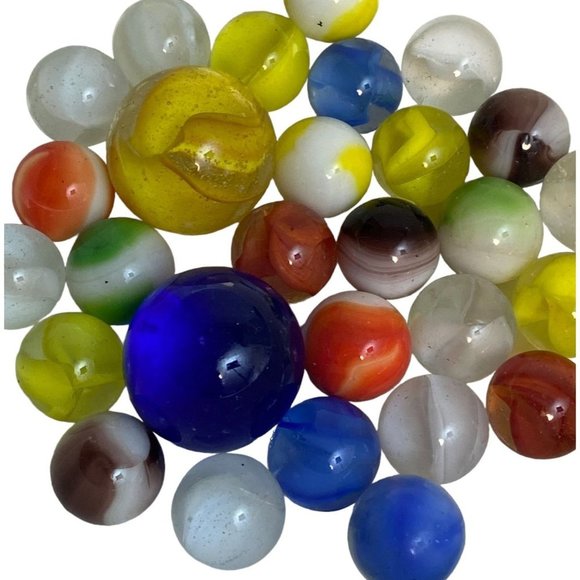 Classic Marbles Set with Leather Pouch 27 Glass Marbles - Picture 3 of 7